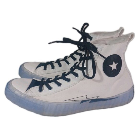 Men 14 Converse Chuck Taylor White Hi High Top Clear Translucent Blue Ice Soles - Picture 7 of 11